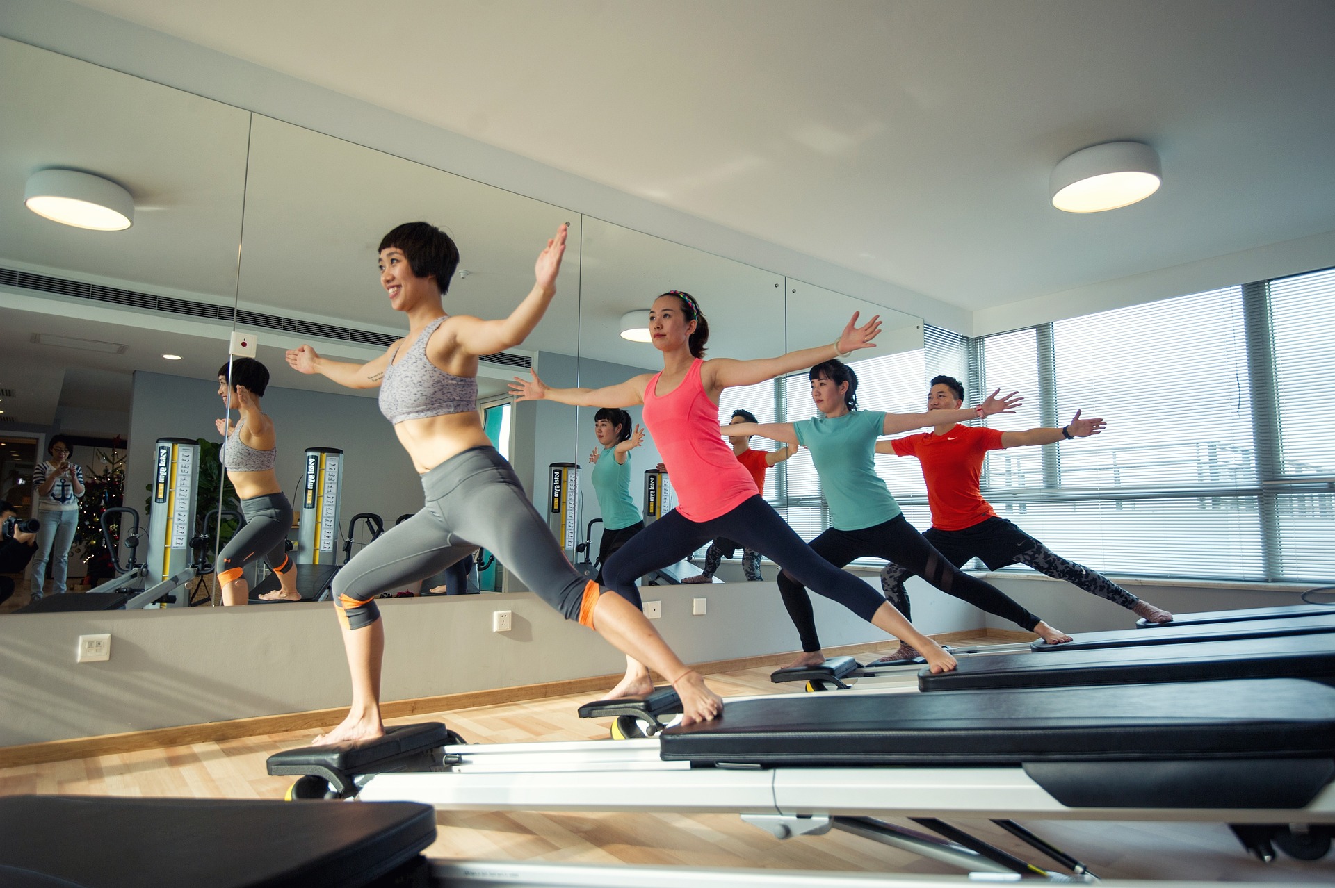 Yoga practice session at Anulom studio